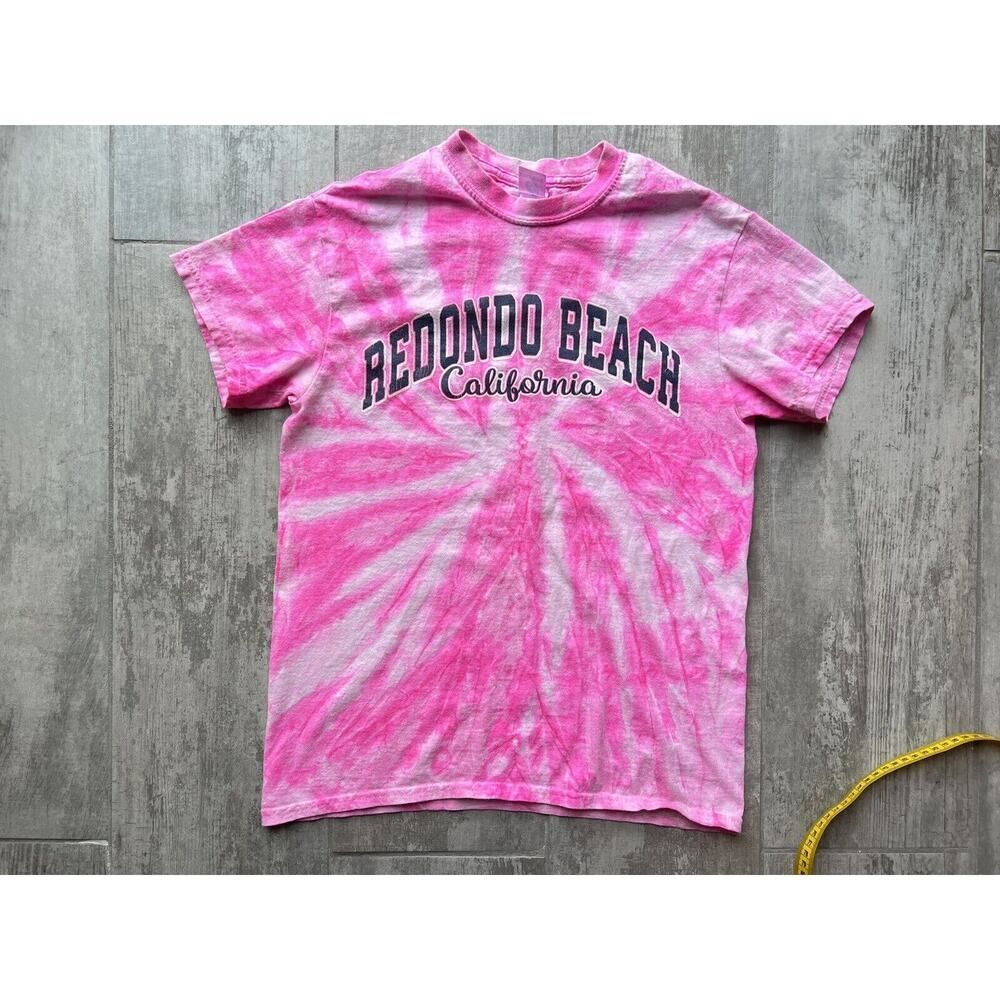 REDONDO BEACH California Los Angeles Neon Pink Womens Tie Dye T-Shirt Tee S Top